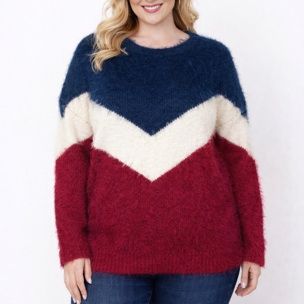 NEW Ashley Stewart Sweater, Red White & Blue, 3X‎